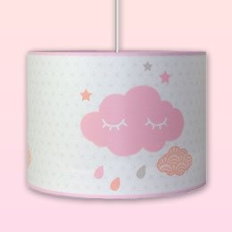 Luminaire fille suspension nuage rose